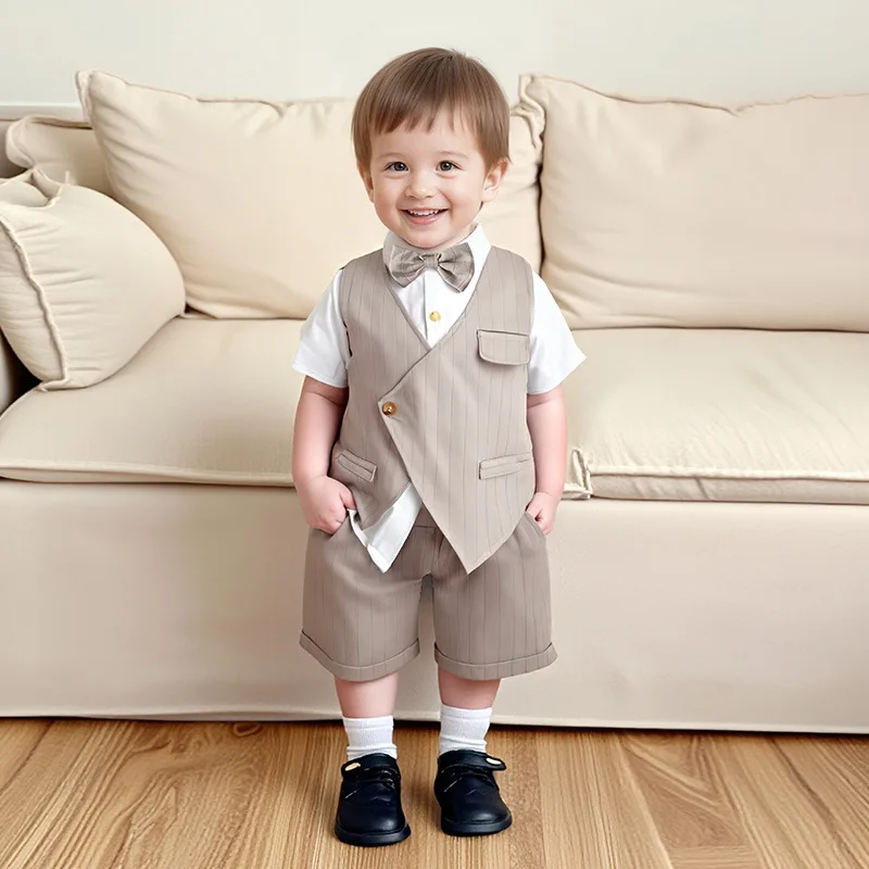 Boys Suit 2026 Spring and Autumn New Childrens Clothes Baby Boy Temperament Vest Dress British Gentleman Two-piece Set