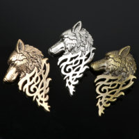 Fashion Gentleman Punk Wolf Head Leaf Pen Brooches Men Women Shirt Suit Collar Lapel Pin Retro Wedding Party Dinner Accessories