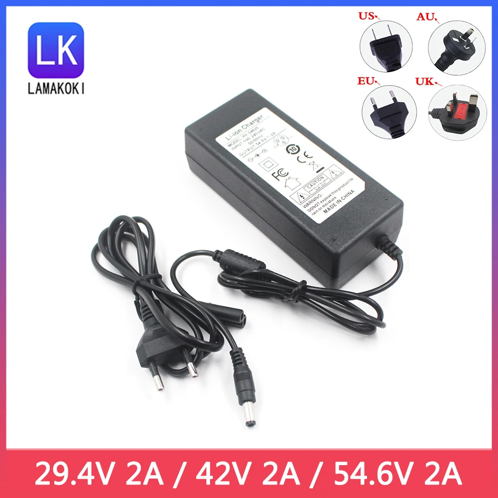 Rechargeable Lithium Battery Smart Charger 29.4V 2A / 42V 2A / 54.6V 2A DC Plug 5.5*.2.1mm/Aviation/XLR 3P/XLR 4P/GX12/GX16