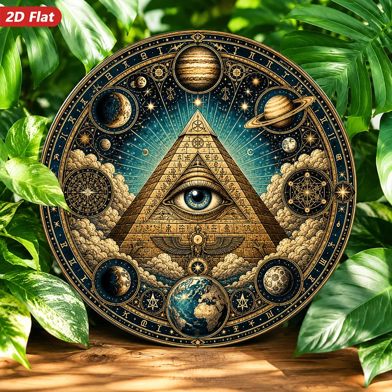CIFBUY Mystical All Seeing Eye Pyramid Aluminum Wall Art Waterproof Wear Resistant Sign Home Living Room Bedroom Study Office