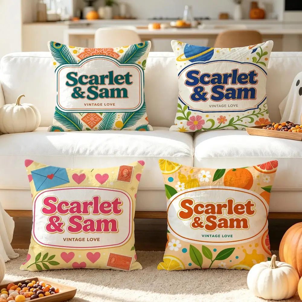 pattern Scarlet & Sam Cushion Cover Pillow Short Plush Pillow Comfortable and Fresh Style for Living Room Bedroom Gift