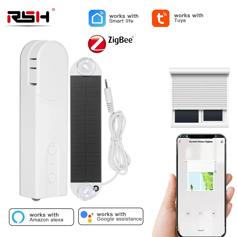 RSH Zigbee Control Solar Powered Smart Blinds Drive Motor Tuya Motorized Chain Roller Control Shade Shutter Drive Motor Opener