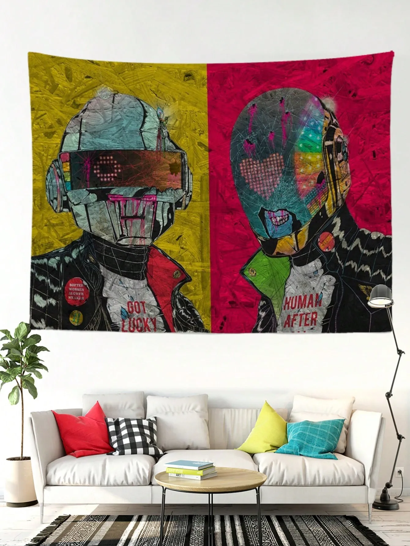 

Silly Punk Electronic Music Polyester Tapestry Aesthetic Wall Hanging University Dorm Living Room Bedroom Music Party Decor