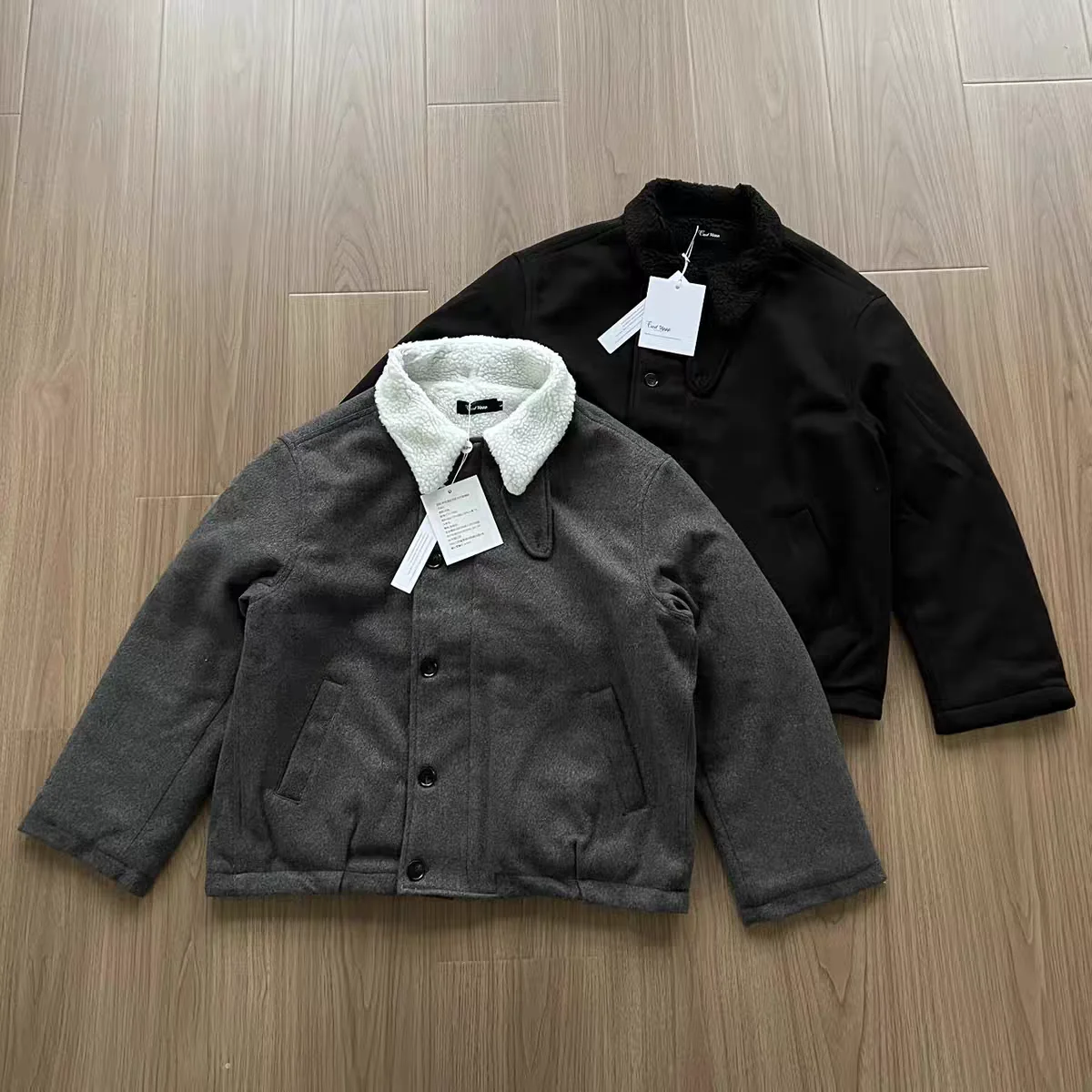 Wool-blend imitation lamb wool inner stand-up collar cotton jacket short woolen jacket