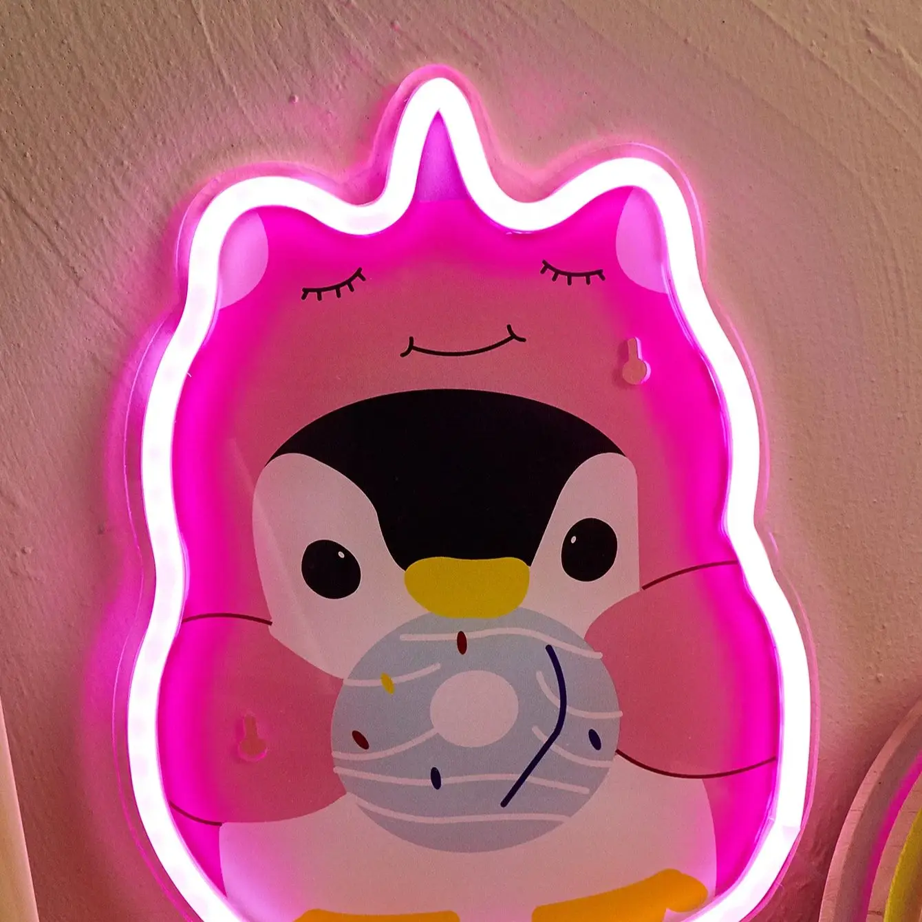 تشي شراء LED النيون البطريق USB بالطاقة النيون علامات ضوء الليل ثلاثية الأبعاد جدار الفن غرفة نوم غرفة المعيشة مصباح ديكور علامات #6