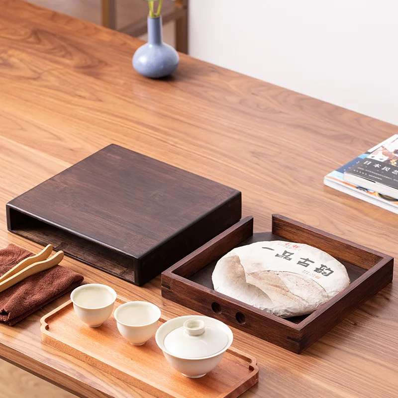 Bamboo Tea Box Puerh Tea Cake Box Walnut Color Single, Double and Three Layers Tea Storage and Packaging Boxes