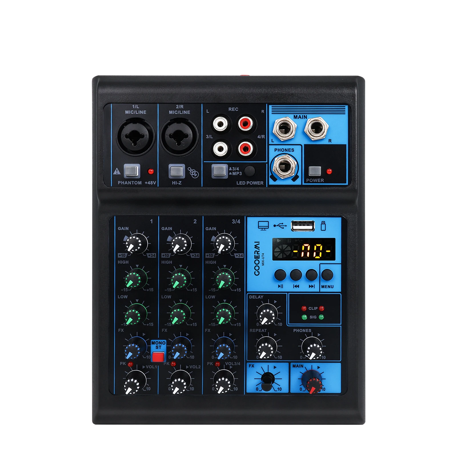 GOOERMI UT4 4チャンネルオーディオミキサー DS - Audio Mixer 4 Channel のレビューと価格