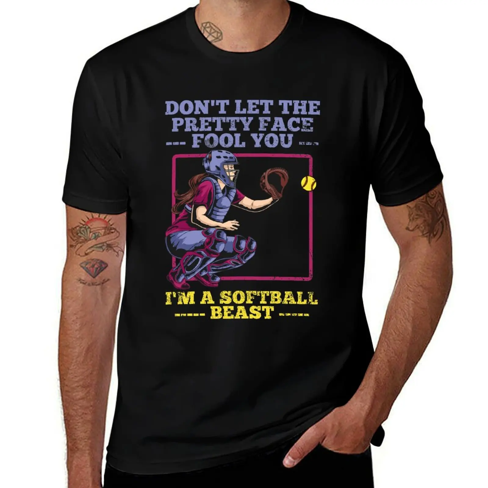 Catcher Softball Player T-Shirt Casual Daily Graphic Tee T-Shirt
