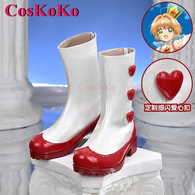 

CosKoKo Kinomoto Sakura Shoes Cosplay Cardcaptor Sakura Fashion Heart Of The Rose Combat Boots Halloween Role Play Accessories