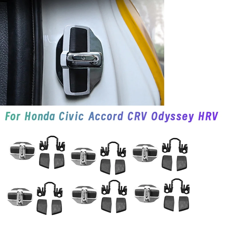 

6 Set Car TRD Door Stabilizer Protector Buckle For Honda Civic Accord CRV Odyssey HRV Door Lock Latches Stopper Covers