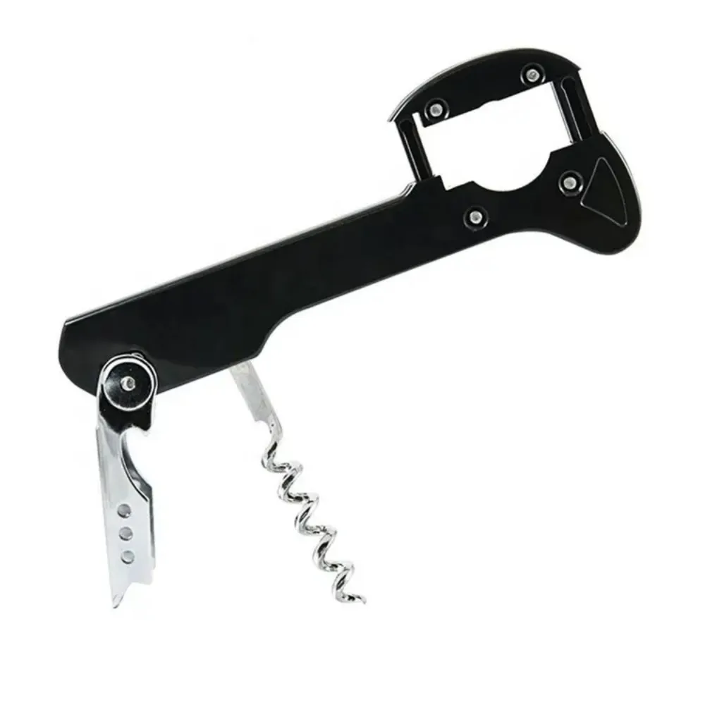 Открывалка для бутылок вина с настоящим отдачей, штопор с двойными петлями, классический ключ для черного вина с выдвижным 4-колесным резаком для фольги