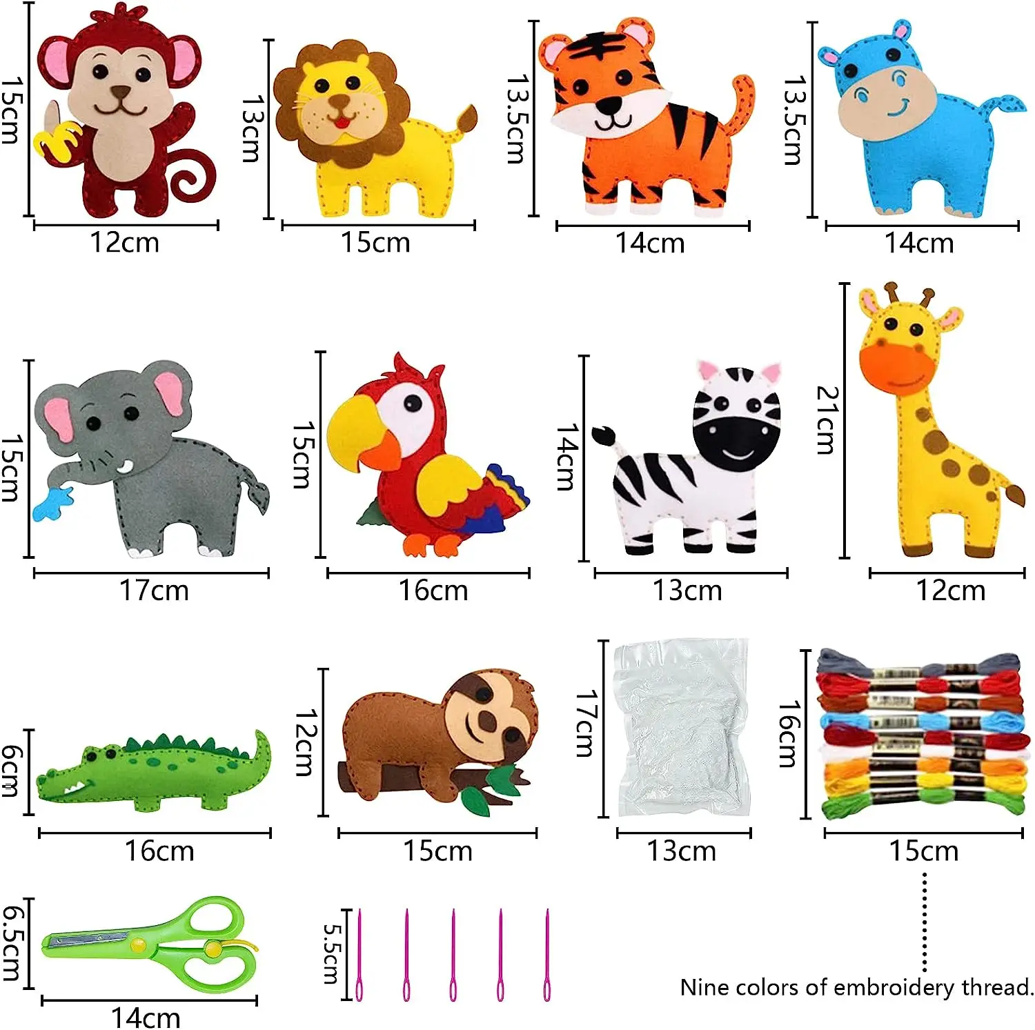 Dinosaurier Nähen Bastelset DIY Kinder Basteln Nähen Set Pädagogische Anfänger Nähen Gefüllte Weihnachten Nähen Bastelset Filz Ornamente – Detail 19
