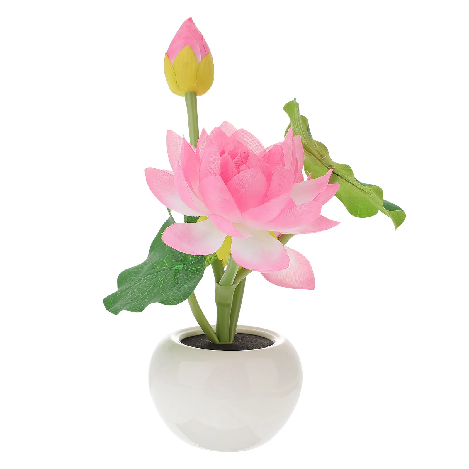 

Lotus Flower Small Desk Light Pink Ceramic Accessories Night Table Decoration LED Plant Simulated Texture Desk Lamp