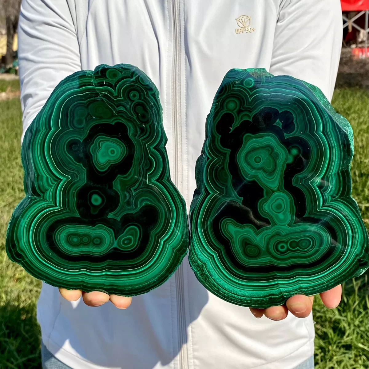 

A Pair!Naturally Formed!Green Malachite, Slices, Quartz Crystal Green Malachite Flakes, Mineral, Healing, Wealth