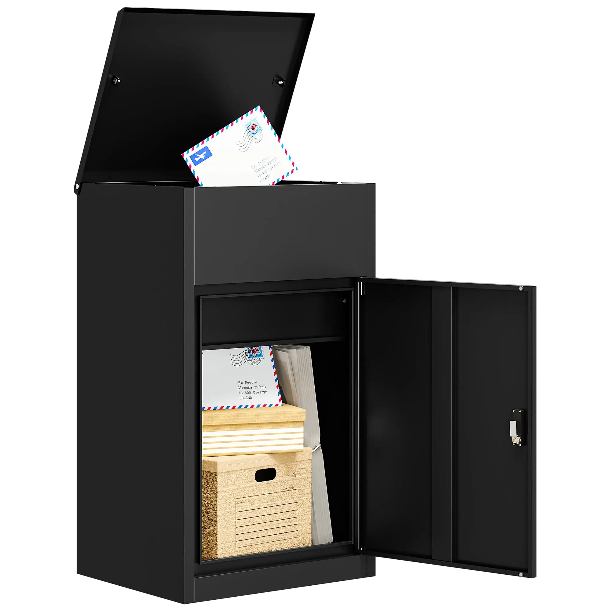 Large Package Delivery Boxes for Outside, Anti-Theft Steel Parcel Box with Coded Lock, Waterproof Weather Resistant