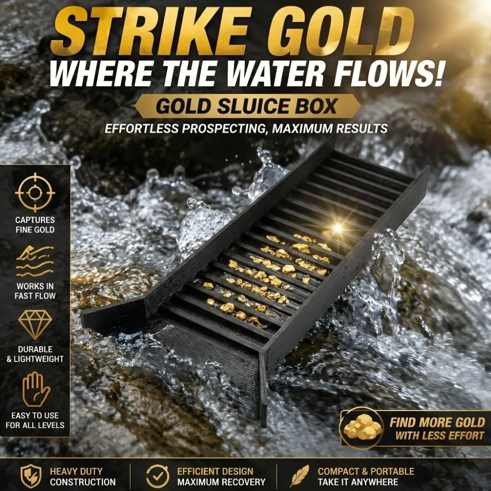 Manual Outdoor Gold Panning Sluice High-Efficiency Fine Gold Capture Field Gold Sluice Box Handheld Multi‑Level