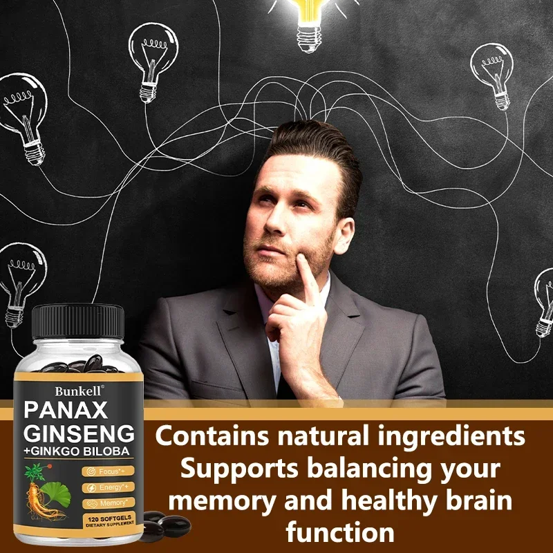 Panax Ginseng + Ginkgo Biloba - Increases Energy, Mood, Stamina & Performance Supports Mental Health