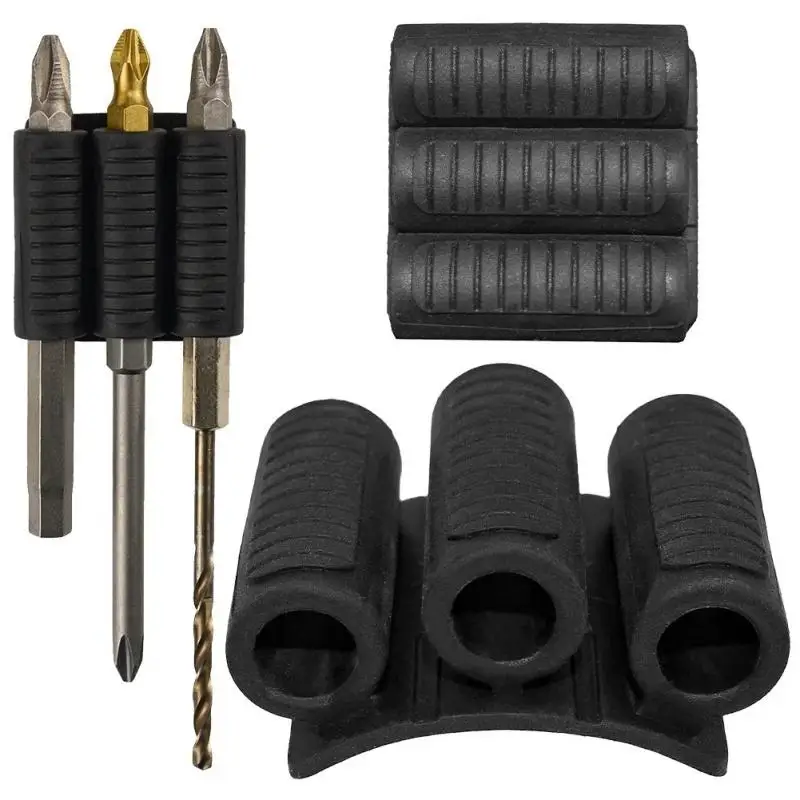 

Drill Add-on Quick Change Bits Holders Self-adhesive Three Round Holes Bit Storage Clip Curved Rubber Driver Bits Side Holder