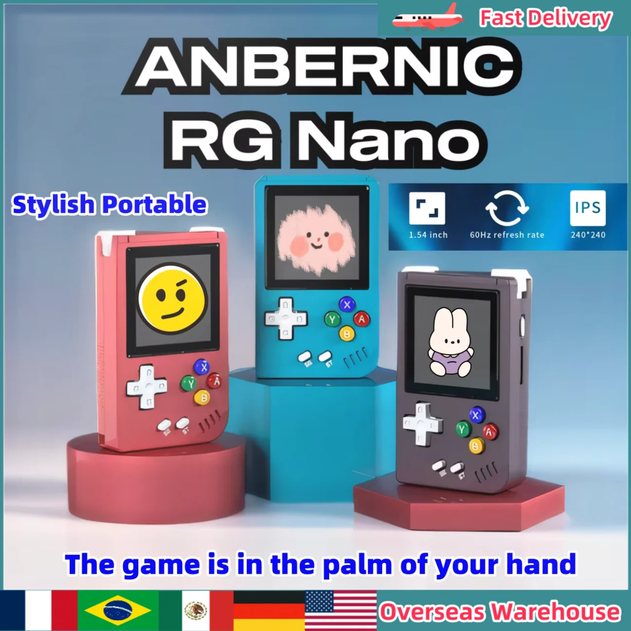 

ANBERNIC RG Nano Mini Retro Handheld Game Console Linux System 1.54" IPS Screen Classic Portable Gaming Player Children's Gift