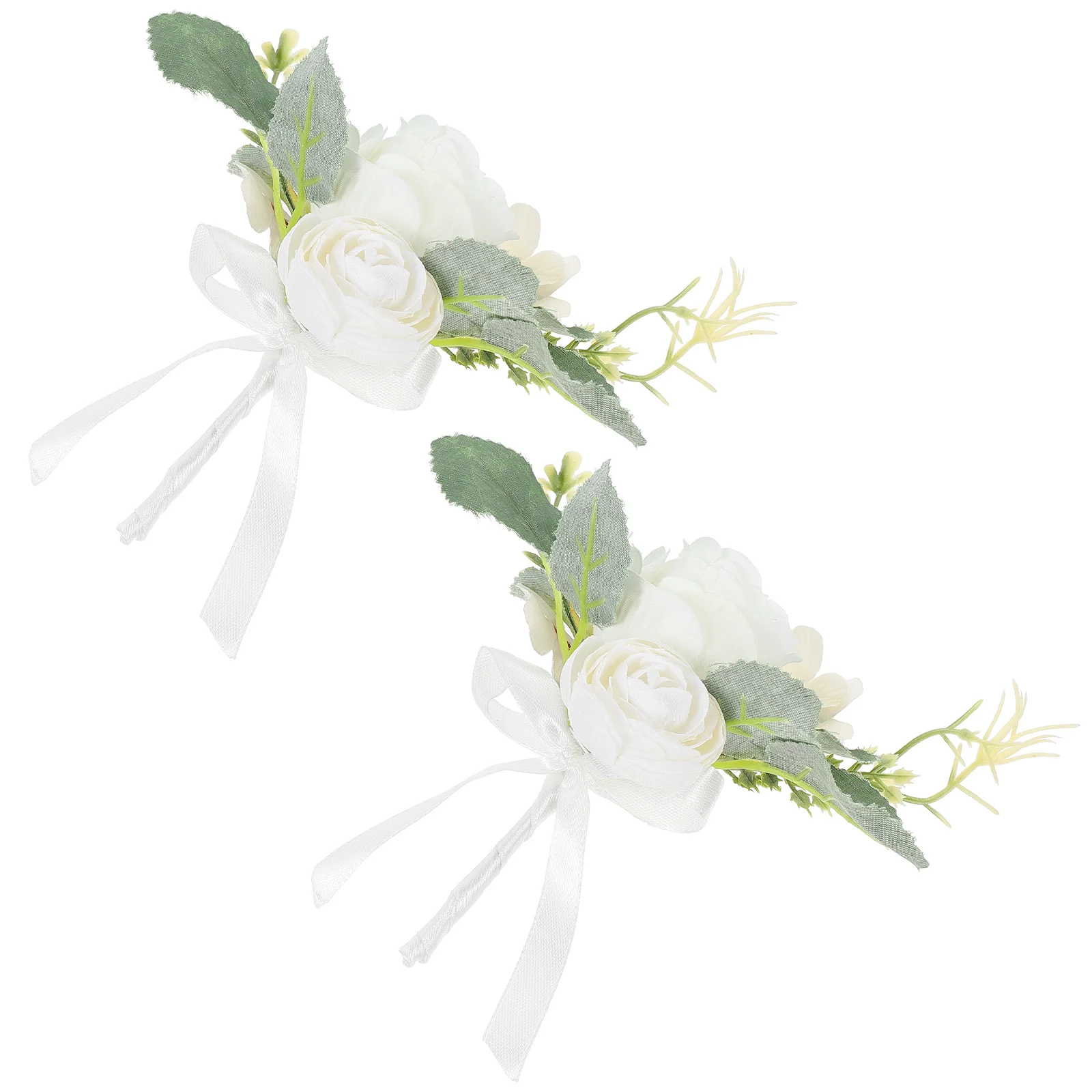 

2Pcs White Rose Brooch Simulation Flower Corsage Wedding Party Decoration Artificial Flower Corsage Wedding Photographic Prop