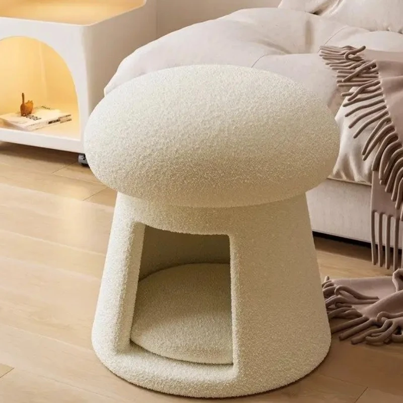 

Mushroom Vanity Seat Cream Style - Luxury Trendy Makeup Chair for Bedroom, High End Dressing Ottoman, Popular Big Home Stool