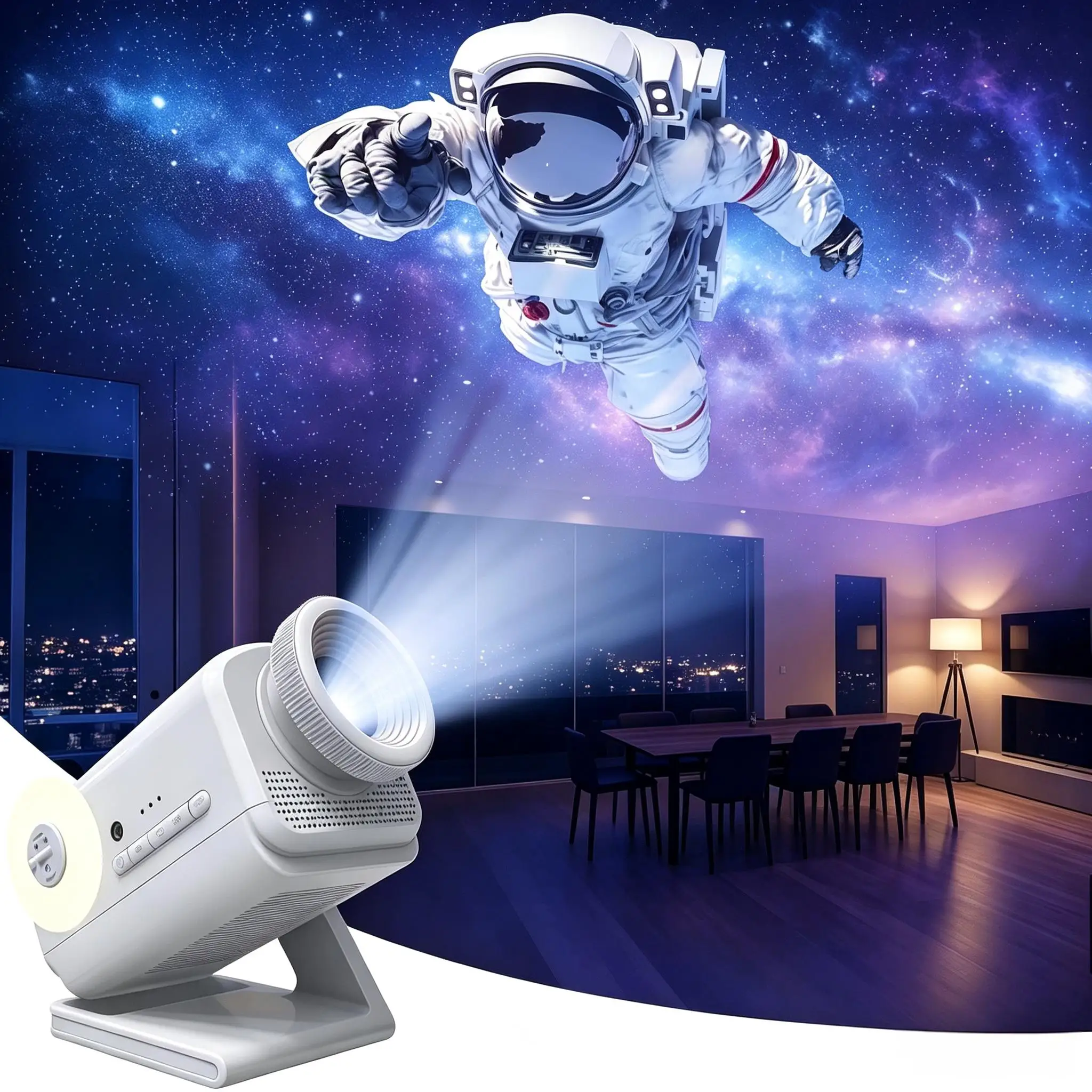 True 3D Holographic Star Projector, 60 Dynamic Scenes No Repeat, HD Lens, 2-5m Distance, for Kids & Home Theater