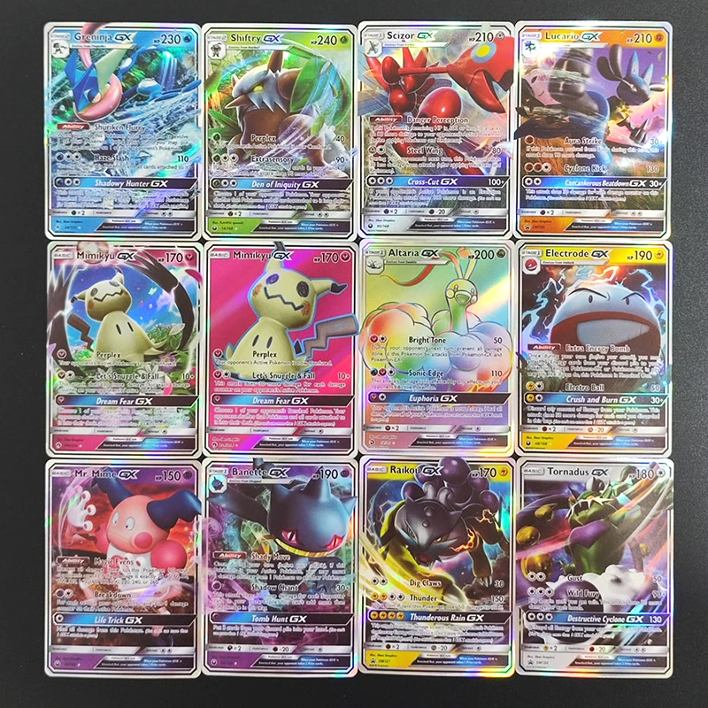 

100 шт./кор. DIY PTCG английский Greninja Shiftry Lucario Mimikyu алтаря электрод Leafeon Zeraora GX коллекция хобби карта игрушка