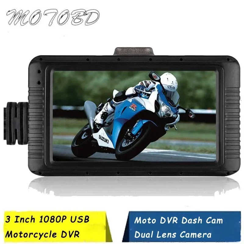 

3.0" HD Motorcycle Dual Camera DVR Motor Dash Cam with Remote Control Front Rear Recorder Motorbike Electronics Moto Waterproof