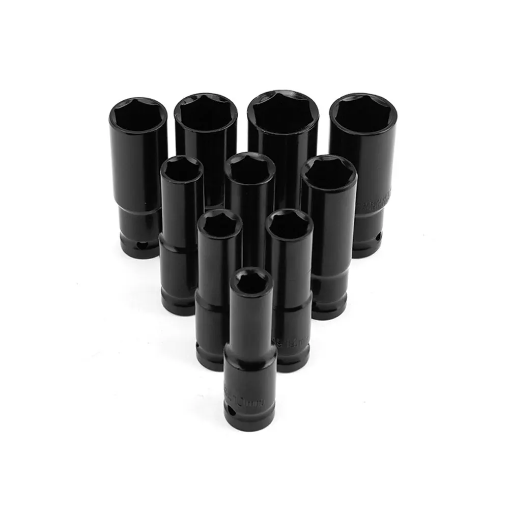 1/2" Drive Socket Set 10 Pcs Metric Deep Socket Set 6 Point Hex Design Impact Socket Set with Portable Storage Case