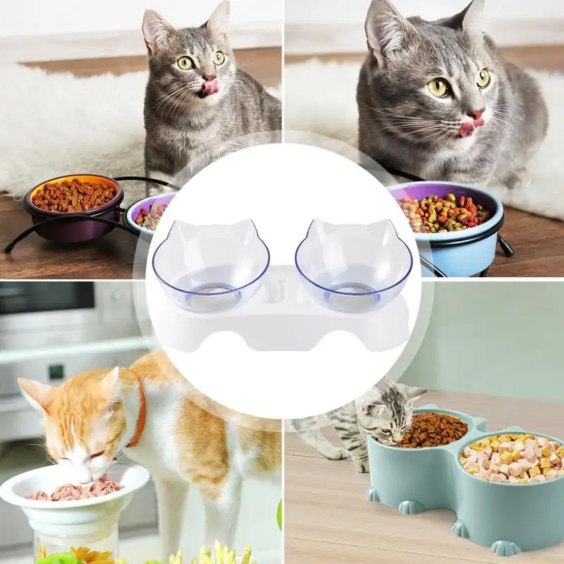 Raised Cat Food Bowls Pet Bowl High Bottom Tilt Antioverturning Neck Protector Cat Dog Food Water Dishes Lovely Feeding Bowl Cat