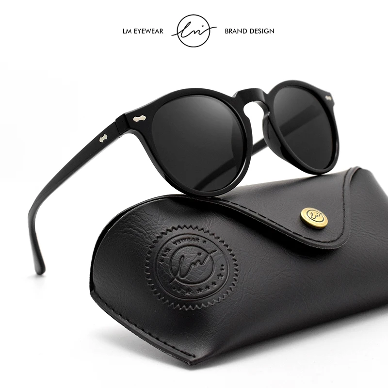 

LM New Trend Round Rivet Frame Vintage Sunglasses Polarized Woman Fashion Ultralight Glasses Man Travel Driving Trendy Shades