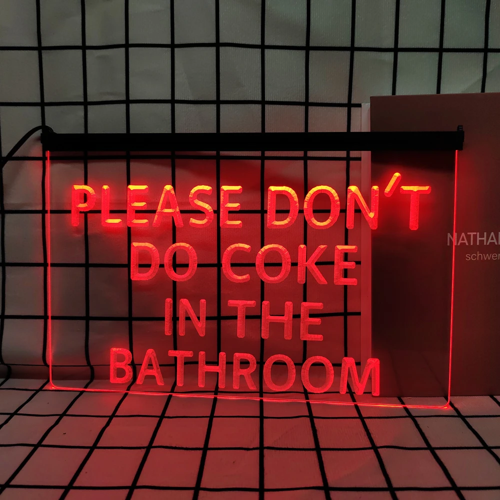 Por favor, no hacer Coca-Cola en el baño, letrero de neón LED Retro, decoración del hogar con placas y carteles Vintage para habitación, oficina, granja