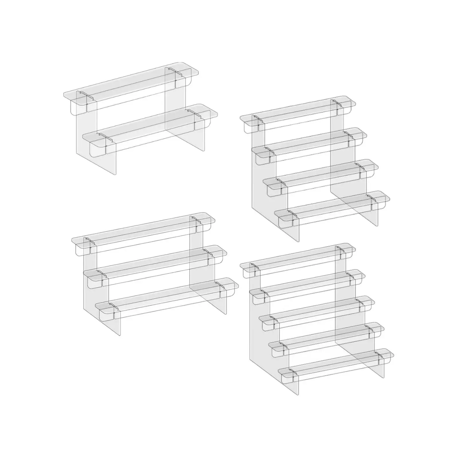 Acrylic Shelf Display Shelves Multi Tier Props Sturdy Acrylic Display Riser Shelves for Cosmetic Collectibles Toys Figure Dolls