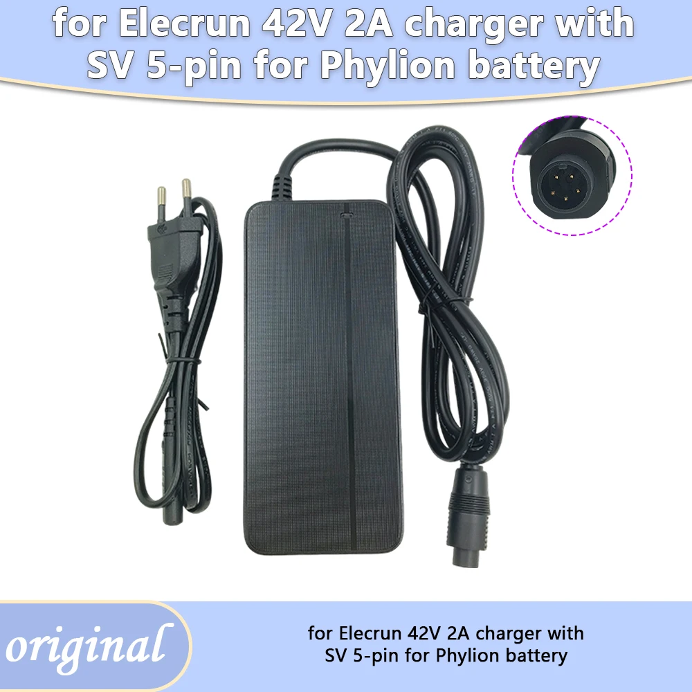 ElecRun 42V 2A SV 5-pin Charger Is Compatible With Carrera Crossfire E-Bike [2016-2018] 36V (SVD 5-pin) Joycube Phylion Adapter