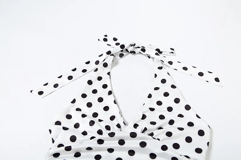 Damen-Top mit V-Ausschnitt, offenem Rücken, Schnürung, Polka-Dot-Muster, figurbetont, Tank-Top-Stil, Y2K-Sommermode, Alltags-Streetwear, Basic-Oberteil. – Detail 22