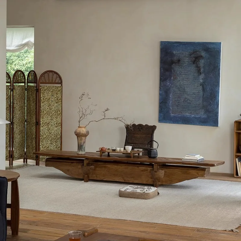 Chinese old furniture, creative wabi-sabi style designer homestay, coffee table, coffee table, TV cabinet