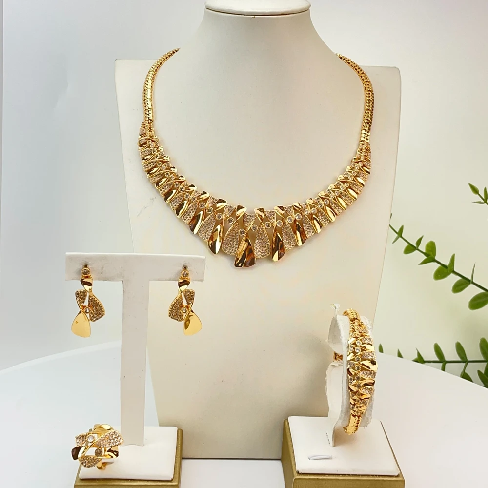 Italian Jewelry Sets Beautiful Simple Zircon Jewelry Bridal Jewelry for Women Wedding Gift FHK29749