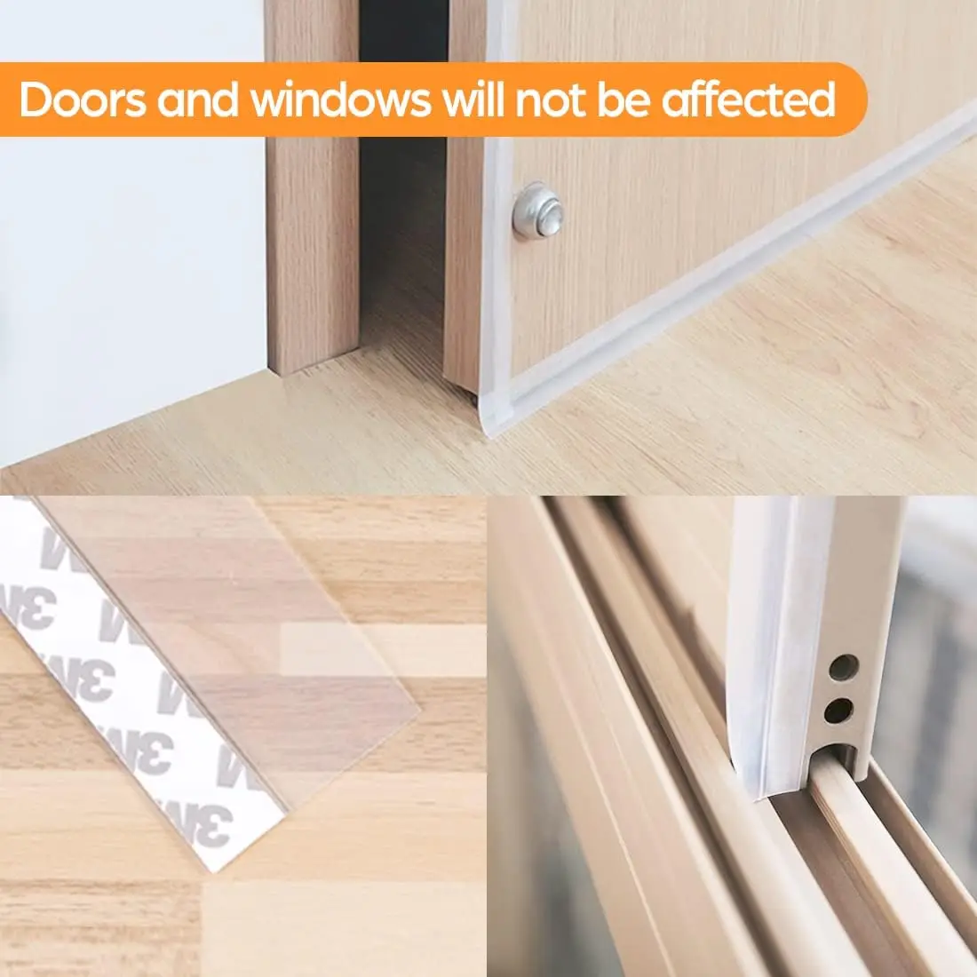 Self Stick Door Edge and Bottom Sealing Strip for Glass Door Window Draft Wind Blocker Dustproof Noise Isolation Strip