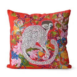 Moneky Cotton Linen Pillow Cover, Animal Print, Safari, Decorative Pillow Covers, Cushion Cover, Home Decor, 18x18 Inch Hot Sell