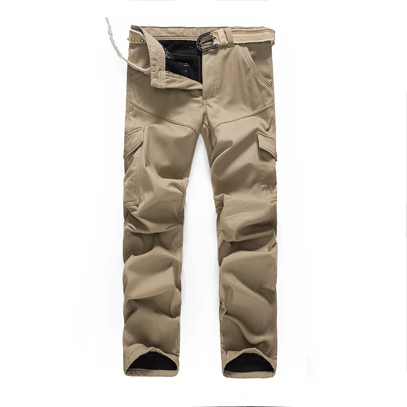 Men's Casual Pants Sports Multi-Pocket Loose Trousers Spring Fleece Overalls