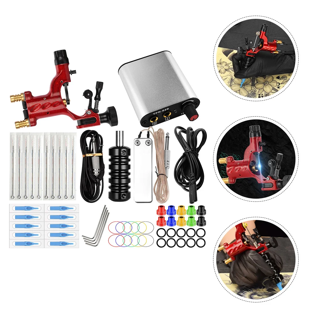 

1Set Tattoo Machine Kit Portable Rotary Professional Sturdy Tattoo Motor Stable Needle Complete Set Tattooing Set