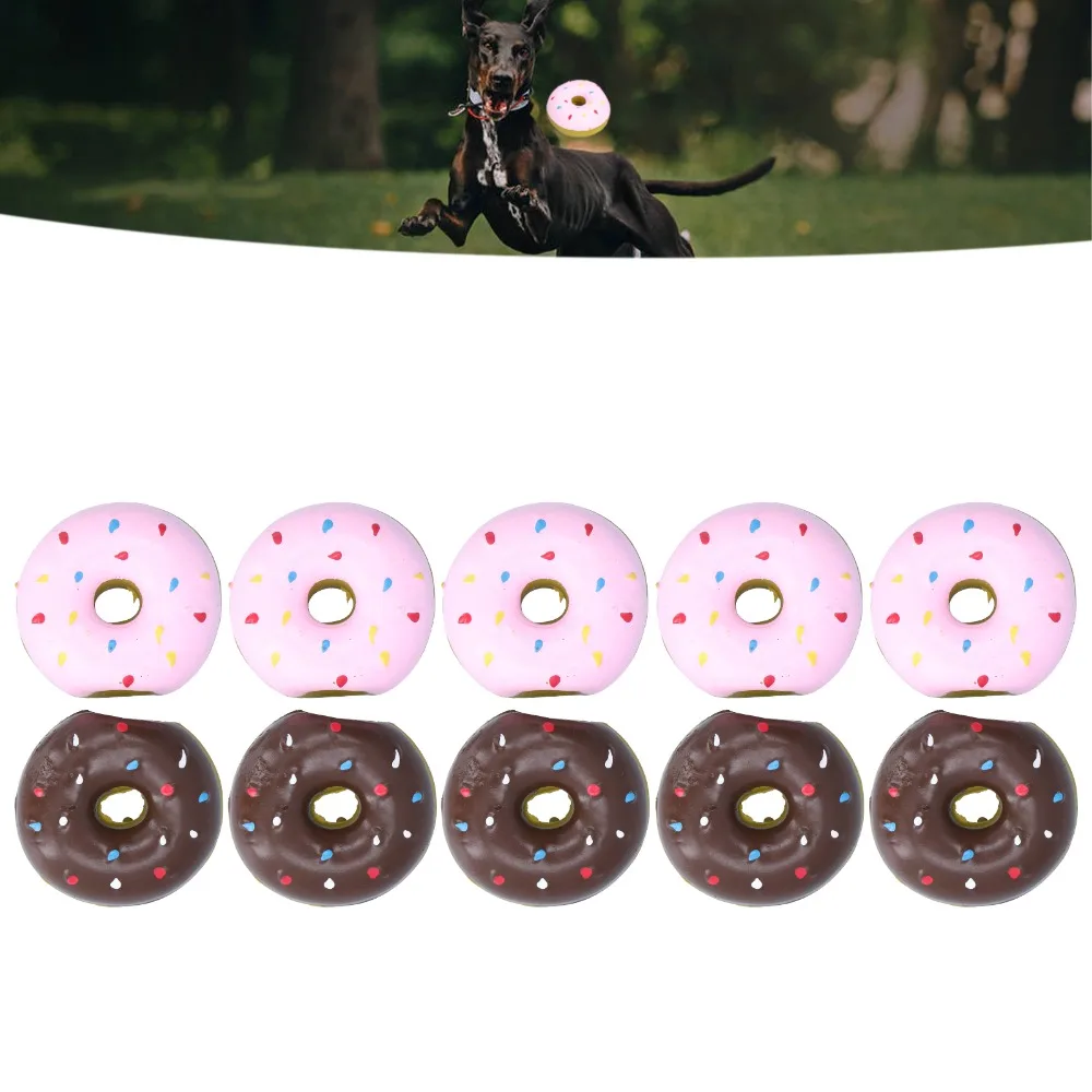 10pcs Latex Latex Dog Donut Shape Multi Colors Squeaky Dog Squeaker Built In Lightweight Donut Dog Small Medium Dogs