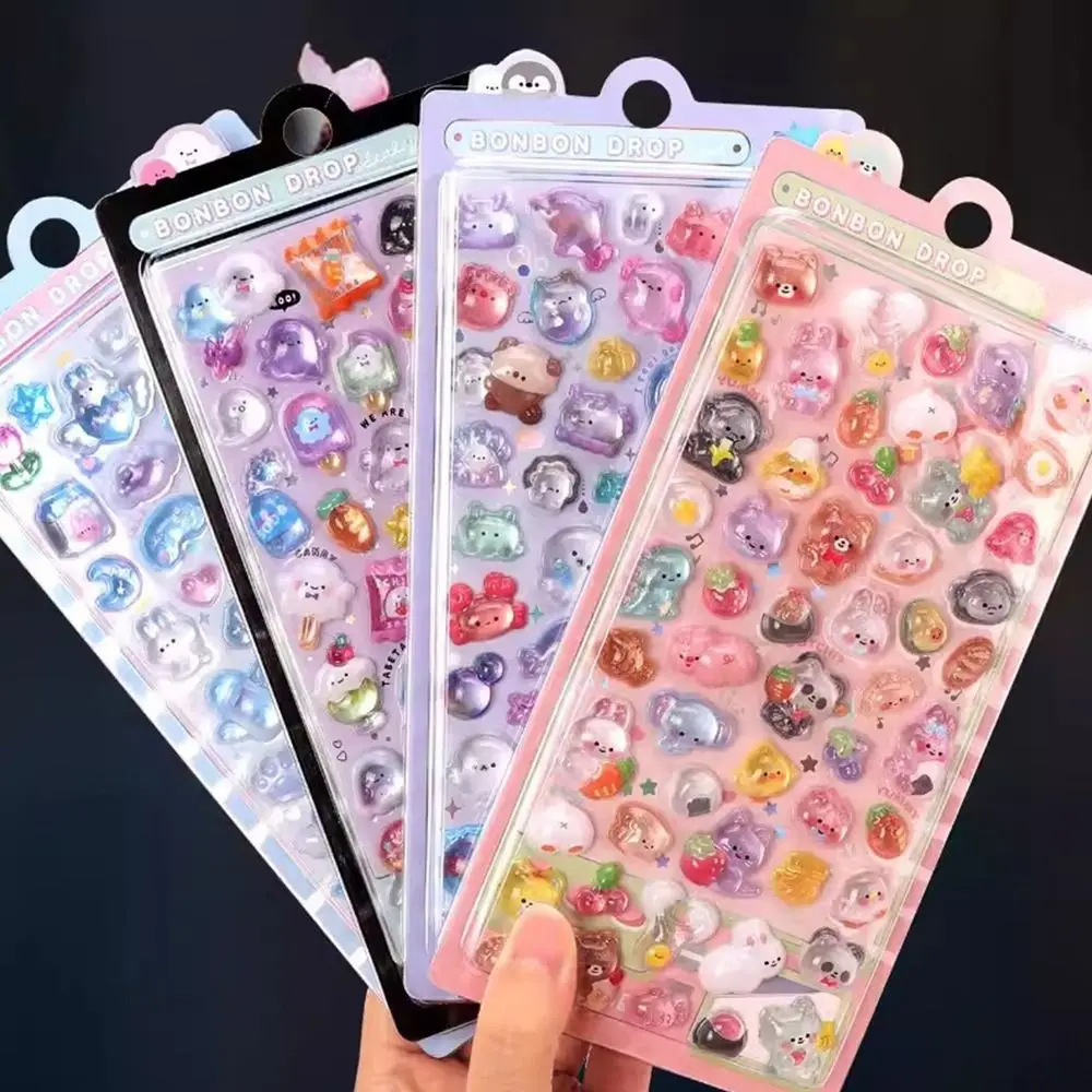 DIY Relief Jelly Sticker Plastic Diary Scrapbooking Relief Stickers Hand Tent Multi-color Aesthetic Stickers