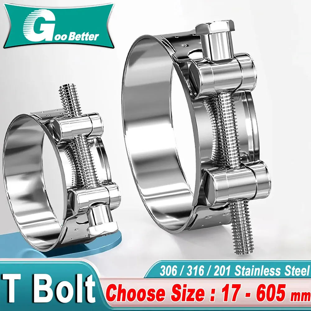 

17mm - 605mm Motorcycle Exhaust Clamp Clip Stainless Steel Exhaust Pipe Clamps For Middle Exhaust Connect Fixed Seal Install