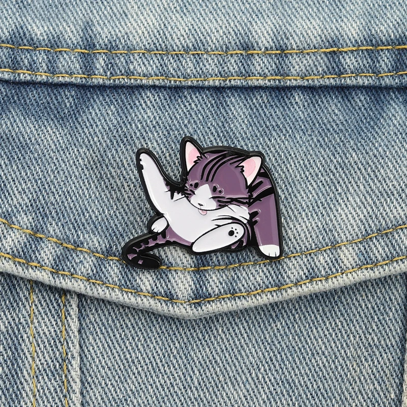Lustige süße Katze Emaille Pins Cartoon Tier Kätzchen Broschen Revers Abzeichen amerikanische Kurzhaar Schmuck Geschenk für Freunde