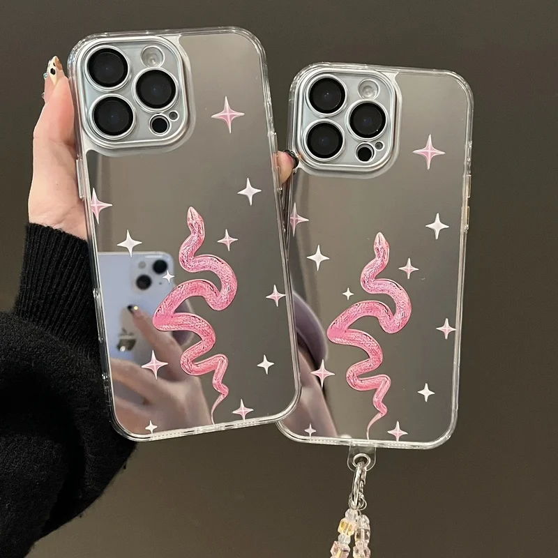 Blue Silver Plated Mirror English Transparent Frame Case For iPhone 17 iPhone 13 15 11 16 12 13 14 Pro Max Drop Protection Cover