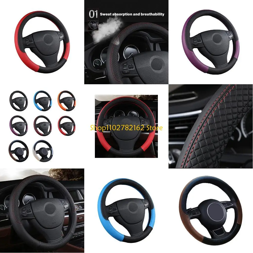 

547B Universal Nonslip Steering Wheel Cover Protector Soft PU Leather Grip For Improved Driving Comfort And Safety