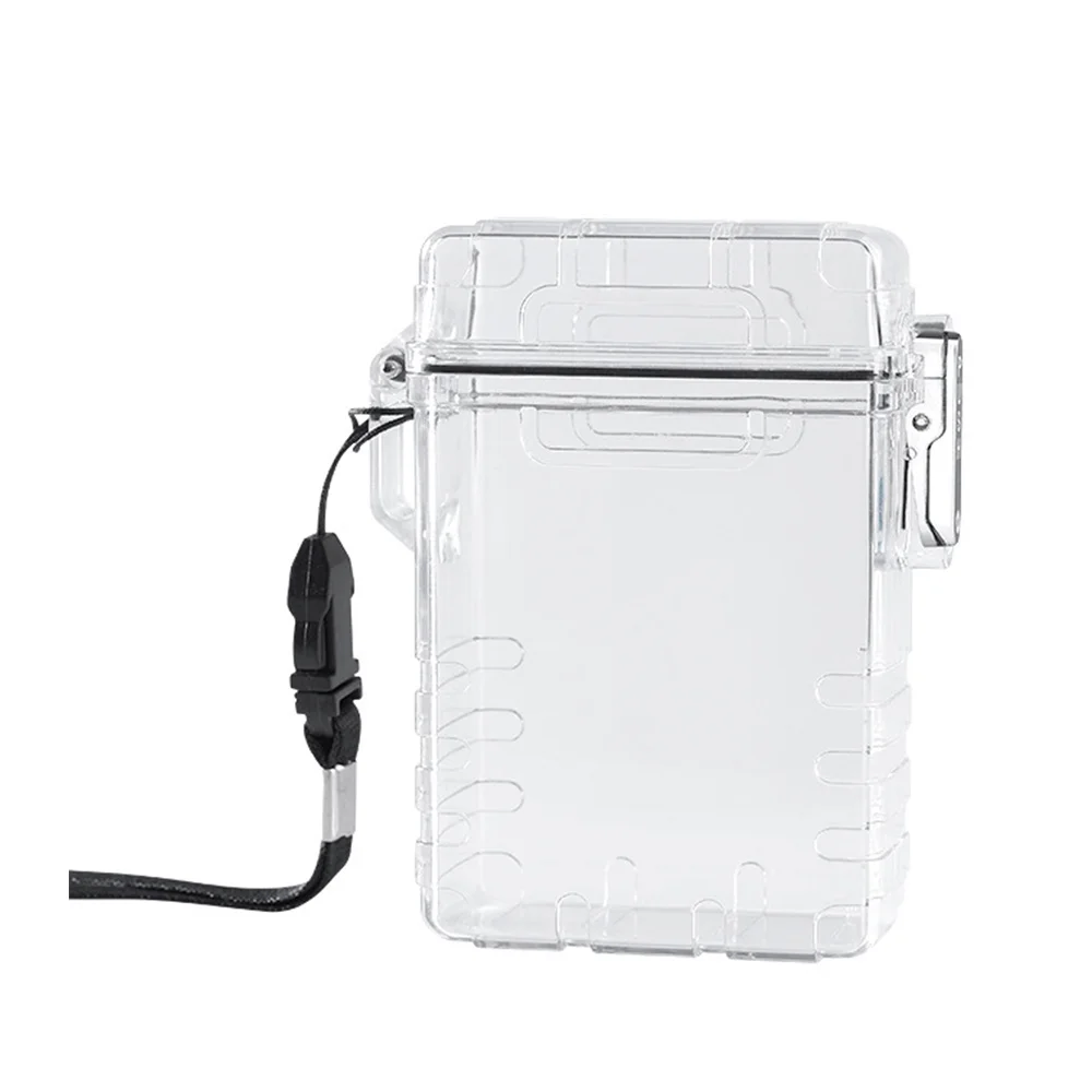 Transparent Photo Box Multifunction Organizer Box With Lid Clear Card Collection Portable Case Container Hanging Neck Rope