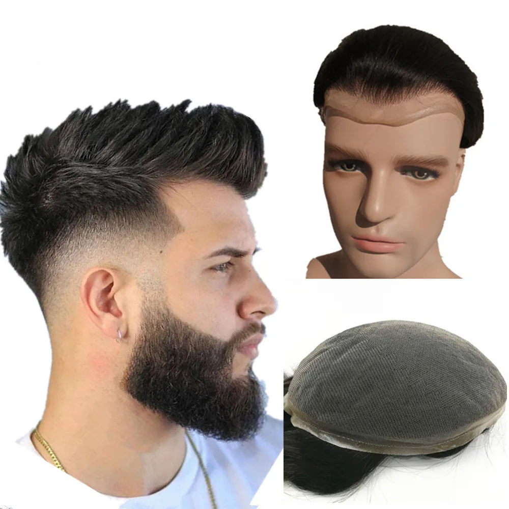 

NLW Toupee for Men Human Hair Prosthesis Mens Swiss Lace Hair Replacement System Hair units base 10*8 Hair pieces