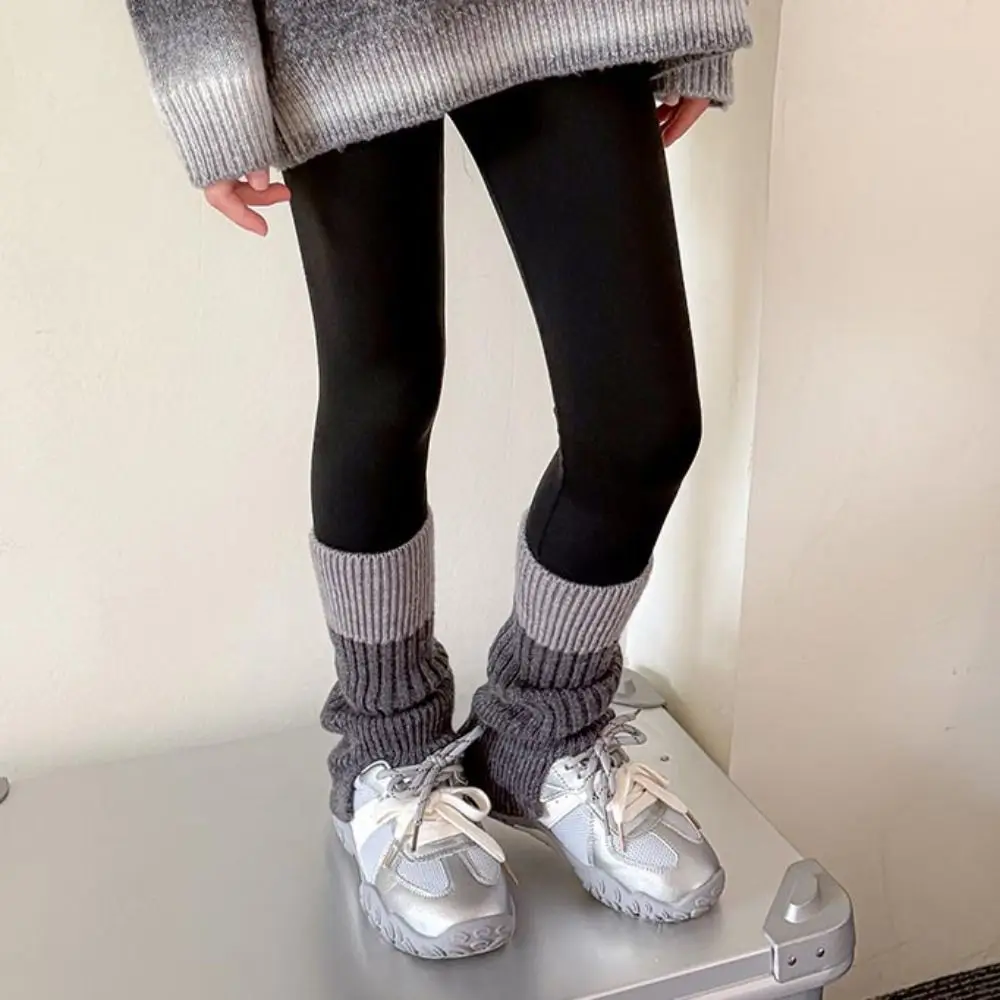 Jk Harajuku Children's Leg Warmers Japanese Style Color Blocking Knitted Foot Cover Kawaii Sweet Lolita Knitted Socks Winter